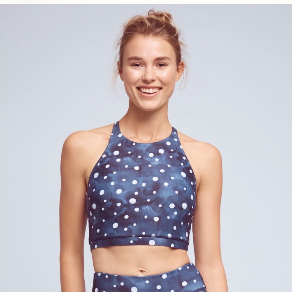 Electric & Rose Navy and White Polka Dot Crop Top